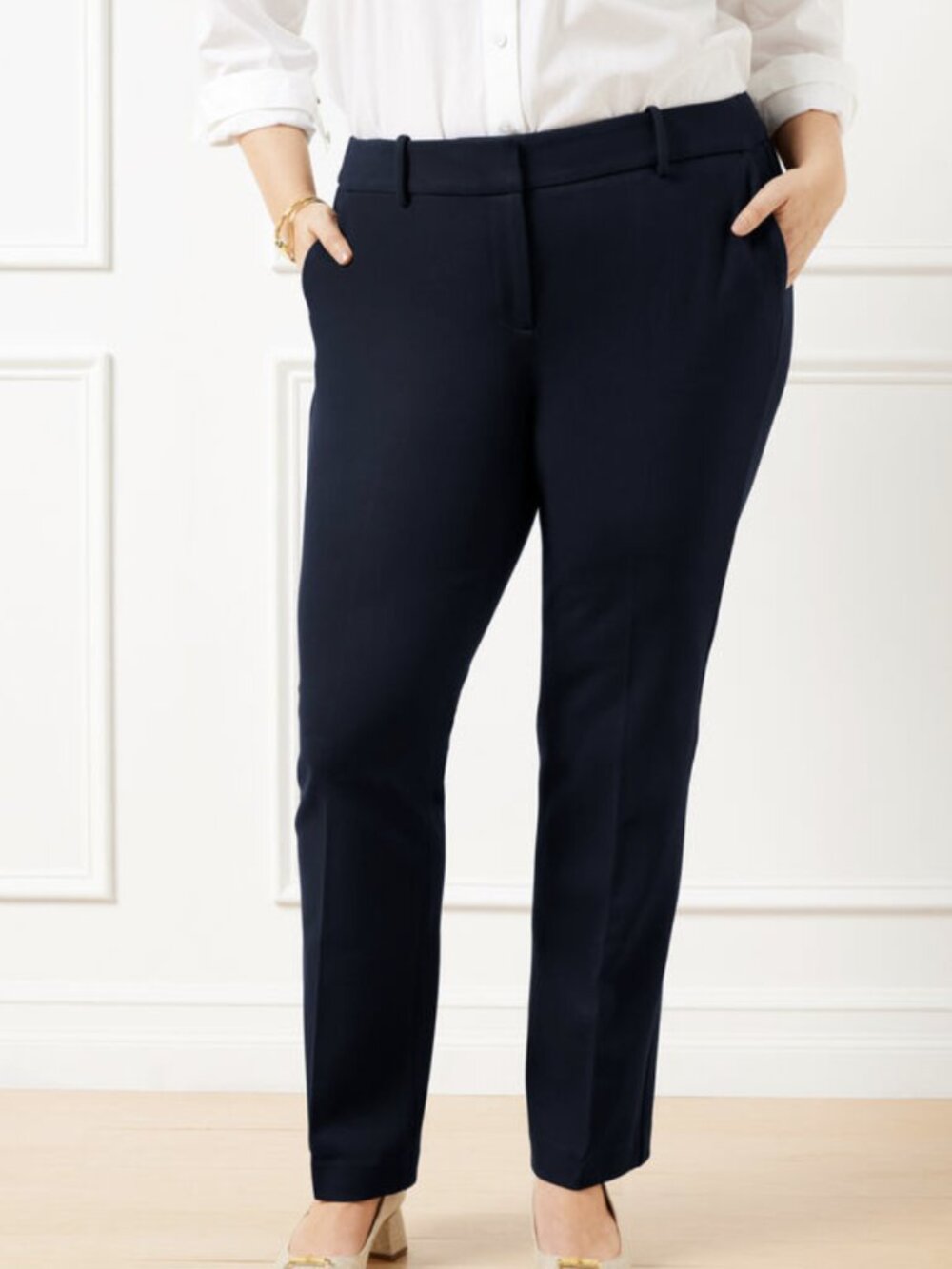 NWT Talbots Navy Ponte Straight Leg Pants Size 18WP
